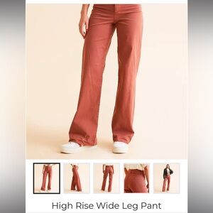 High Rise Wide Leg Pants in Henna